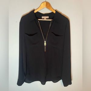 Michael Kors XL black blouse with gold detail